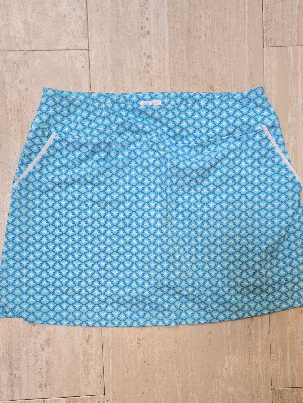 Sigrid Olsen Golf & Tennis Blue Shell Print Leisure Skort